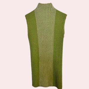 The Ribbed Turtleneck Tank Top Green | Rihoas